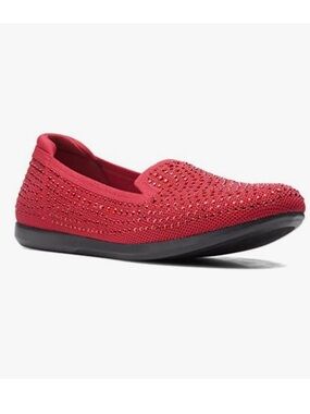 Clarks Cloudsteppers Carly Dream Rhinestone Red Loafers